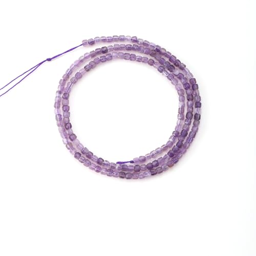 Faceted Natural Amethyst 2-3mm Cube Square Loose Beads Gemstone Small Loose Beads Healing Crystal Energy Stone for DIY Jewelry Making 15" - color: Amethyst1
