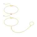 CHESKY 14K Gold Plated Hand Chain Bracelets for Women Set - Dainty Finger Ring Bracelet Stack Adjustable Hand Chains Durable Beaded Bracelets Trendy Simple Body Jewelry Gift for Women - style: bead bracelet