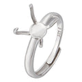 BENECREAT 925 Sterling Silver 4 Claws Ring Blanks, Silver Adjustable Ring Bases, 19.4mm Finger Ring Base, Claw Ring Components for Irregular Cabochon Ring Jewelry Making - color: Silver