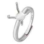 BENECREAT 925 Sterling Silver 4 Claws Ring Blanks, Silver Adjustable Ring Bases, 19.4mm Finger Ring Base, Claw Ring Components for Irregular Cabochon Ring Jewelry Making - color: Silver
