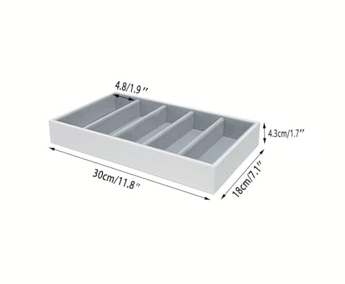 5 Slot PU Leather Drawer Divider Eyewear Jewelry Accessary Storage Sunglasses Jewelry Tray Organizer Show Tray Home Organization Drawer Closet Divider - color: White and Gray