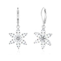 925 Sterling Silver Flower Dangle Earrings for Women, Daisy Flower Dangling Leverback Earrings, Cubic Zirconia Dangly Earring 14k Gold Plated Hypoallergenic CZ Floral Drop Earing for Women Trendy Jewelry Gifts - color: Silver