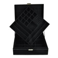 Jewelry Boxes 10 x 10 Inches 2-layer Handle Necklace Holder Organizer Jewellery Women Rings Storage Display Girls Earrings Case Lockable Jewelry Tray GY641 (Black) - color: Black