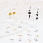 Beebeecraft 1 Box 48Pcs Leverback Earring Findings Stainless Steel 2 Colors French Earring Hooks Flower Pattern Dangle Ear Wire Findings for Jewellery Making - color: Small Flower Leverback Earring