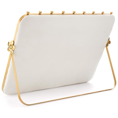 Elsjoy Velvet Necklace Display Stand, Beige & Gold Necklace Jewelry Showcase Holder, Metal Hanging Necklace Organizer Large Necklace Display for Vendors