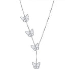 Long Necklace Sterling Silver Larait Bar Y Lariat Long Chain Drop Adjustable Necklace Gift for Her, 30" - style: Long Butterfly Necklace