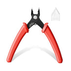 VCELINK Micro Precision Wire Cutter Spring Loaded, 5-Inch Flush Cutter Pliers, Nippers, Small Side Cutter for Electronics, Zip Ties, Craft and Jewelry, Red - color: Red