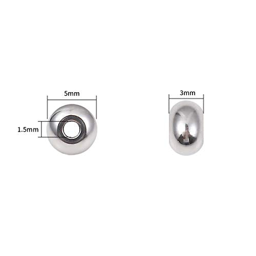 BEADIA Stainless Steel Spacer Beads 5x3mm Rondelle Loose Charm Caps Beads for DIY Jewelry Making 100pcs with 1.5mm Hole - color: 5x3mm 1.5mm
