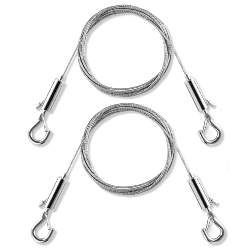 Adjustable Picture Hanging Wire, Upgrade Mirror Frame Hanging Kit, 6.6FT Heavy Duty Stainless Steel Wire Rope, Supports Up to 100lbs (Silver, 2PC-6.6FT) - size: 2PC-6.6FT