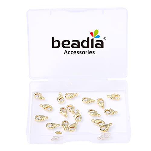 BEADIA 14K Gold Plated Lobster Clasps Non Tarnish 10mm 20pcs for Jewelry Making Findings - color: Lobster Clasps 14K Gold, size: 10mm