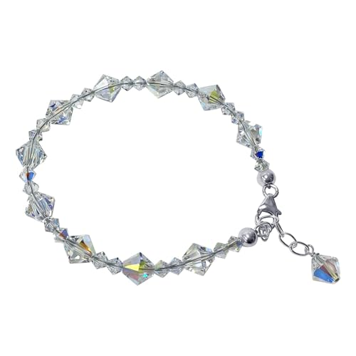Gem Avenue Adjustable 7 to 8 inch Bracelet with .925 Silver and Austrian Crystals - color: Vitrail Medium
