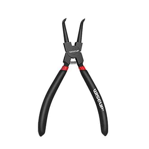WISEUP Circlip Pliers 7 inch, Bent Internal Tips (Tip Diameter 1/20") Snap Ring Pliers Heavy Duty for C Clip Remover Retaining - color: Bent Tip Internal Pliers, size: 7 inch