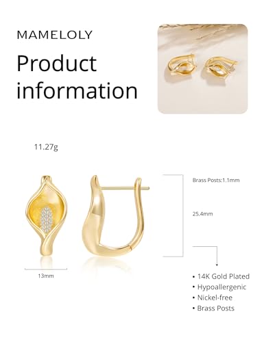 Mameloly Flower Earrings for Women Dainty 14K Gold Plated White Freshwater Pearl Stud Earrings Hypoallergenic - color: CZ Calla lily