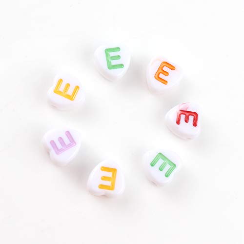 Song Xi 1200pcs White Heart Acrylic Alphabet Beads - Colorful Letter Beads 4x7mm for Bracelets and Jewelry Making - color: 1200pcs white heart colorful