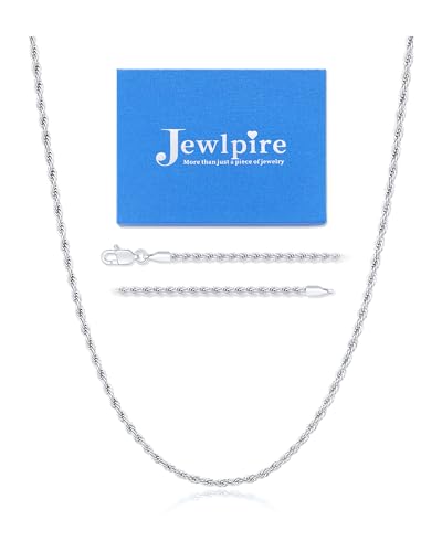 Jewlpire Silver Rope Chain/14k Gold Plated Chain Necklace for Men, 2.5mm 3mm 4mm Chains for Men Women, Stainless Steel Necklace Chains, Mens Necklaces 16 18 20 22 24 26 Inch - color: 2.5mm-Silver, size: 26 Inch