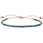 KELITCH Adjustable turquoise bead bracelet single color knitting friendship bracelet fashion jewelry daily wear gift (28 color selection) - color: Dark Green 04O
