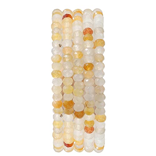 BEADIA Natural Yellow Jade Beads 4x2mm 120pcs Faceted Rondelle Loose Semi Gemstone Beads for Jewelry Making Design - color: Yellow Jade