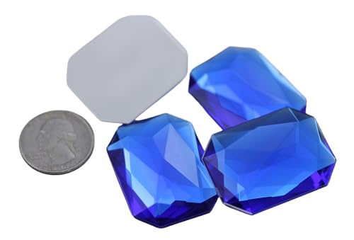 40x30mm Blue Sapphire A09 Large Flat Back Octagon Acrylic Rhinestones Cosplay Costume Gems Plastic Jewels Embelishments DIY Crafts Gemstones - 4 Pieces - color: Blue Sapphire A09