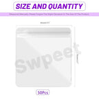 Swpeet 50Pcs 3.3"×3.7" Thick Clear PVC Jewelry Bags, Self Adhesive Portable Travel Jewelry Organizer, Plastic Jewelry Storage Bags, Transparent zipper bags, Anti Tarnish Lock Pouch for Rings Earrings - style: 8.5×9.5CM