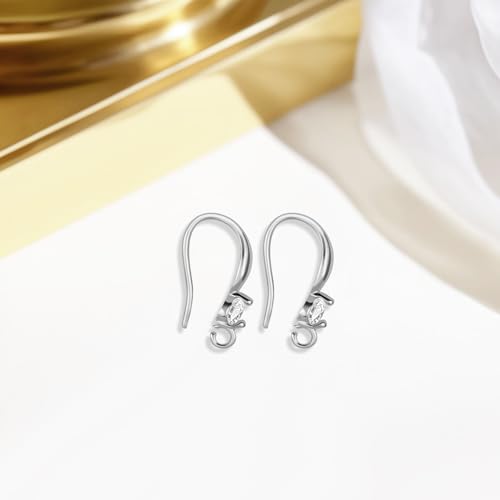 220PCS Earring Findings for Jewelry Making, 14K Gold and Silver Earring Hooks with with Cubic Zirconia Hypoallergenic Fish Hooks for DIY Earrings - color: Silver and 14K Gold-Big Cubic Zirconia Earring Hooks