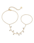 PAVOI 14K Gold Plated Hand Chains for Women - Adjustable Hand Chain Bracelet and Ring - Trendy Gold Handchain Bracelet Stack Summer Jewelry - Beads, Pearl, and Cubic Zirconia Body Jewelry - style: Climber CZ