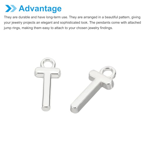 PATIKIL Letter Charm, 50pcs Alphabet Initial Pendant Charm Bulk DIY for Jewelry Making Bracelets Earrings Necklace - style: T