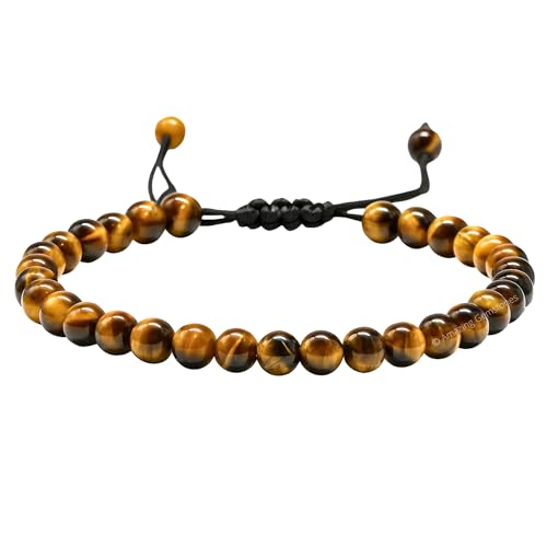 Amazing Gemstone Crystal Anklet Ankle Bracelets for Women - Waterproof Beaded Healing Crystal Anklets, Plus Size Chakra Gemstone Bead Anklet - color: Tigers Eye, style: Plain