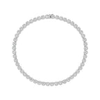 Gemsme 18K White Gold Plated Halo Necklace 5.0mm Round Cubic Zirconia Classic Tennis Necklace - color: White Gold, size: 24 inch