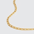 Dremmy Studios Dainty Gold Choker Necklace for Women 14K Gold Plated Coin Disc Figaro Layered Beaded Flat Mariner Sideways Cross Wishbone Link Clavicle Necklaces - style: 3.8mm Flat Chain