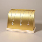 Cambered Necklace Display Stand with Leather Soft Mat Wood Jewelry Organizer Tabletop Display Holder for Necklaces, Choker Pendant (Gold) - color: Gold