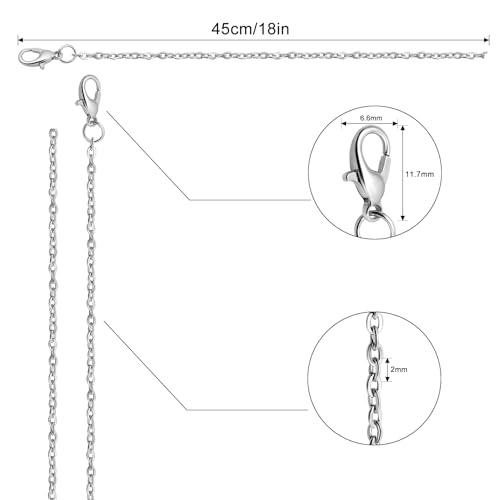 Lemonkey 24 Pack Necklace Chains Bulk,Silver Plated DIY Cable Link Chains for Jewelry Making 18 Inches - color: Silver, size: 18inch
