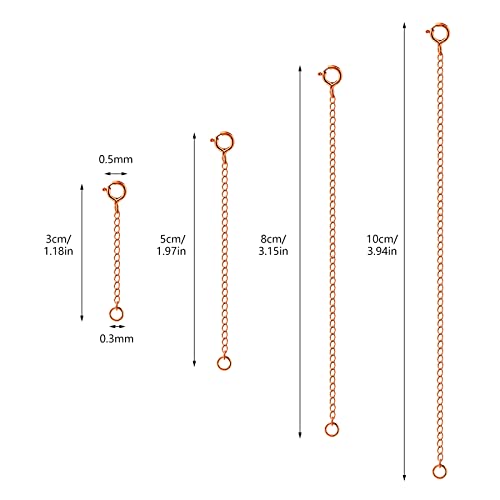 Necklace Extender, 4Pcs Rose Gold 925 Sterling Silver Necklace Extenders Chain Bracelet Anklet Extension for Women Multiple Necklaces Jewelry (1”, 2”, 3”, 4”) - color: Rose Gold