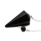 Justinstones Black Agate Gemstone Rock Crystal Hexagonal Pointed Reiki Chakra Pendant Pendulum - color: Black Agate