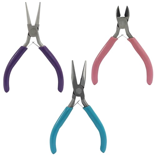 3 Pcs Jewelry Pliers Kit - Includes Needle Nose, Round Nose, and Wire Cutters for Jewelry Making, Repair, and DIY Crafts