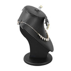 MOOCA 3 Pcs Set Black PU Faux Leather Combination Display Jewelry Stand Bust for Necklaces, Earrings, Rings, Jewelry Display For Vendors - color: Black PU Faux Leather, 3 pieces