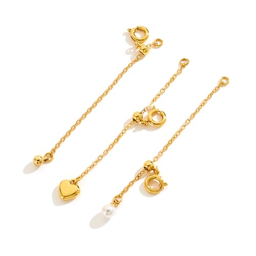 FAMARINE Gold Silver Necklace Extender Chains for Women - color: gold F