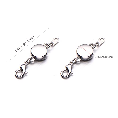 Zpsolution Locking Magnetic Jewelry Clasp Magnetic Necklace Clasps and Closures Bracelet Extender for Jewelry Making - color: Round 4pcs Silver