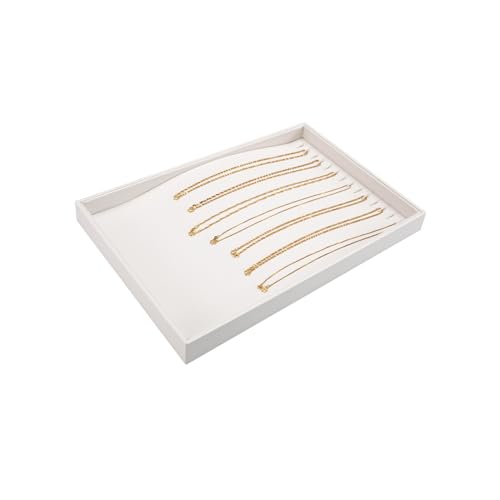 Polmart Stackable Necklace & Jewelry Organizer/Storage/Display Trays, White Leatherette (2-Pack) - color: White Leather