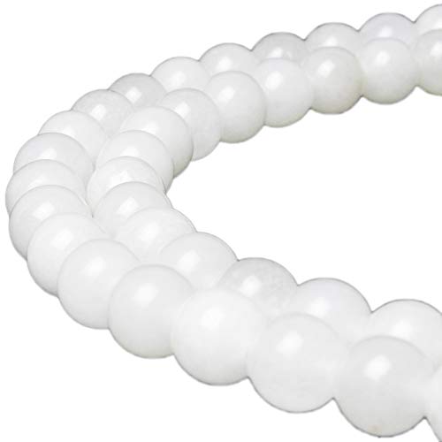 MJDCB Beads for Energy Bracelets Yoga Bracelet DIY Bracelet Natural Stone Beads White Jade 60 Pieces, 6mm - color: White Jade, size: 6mm