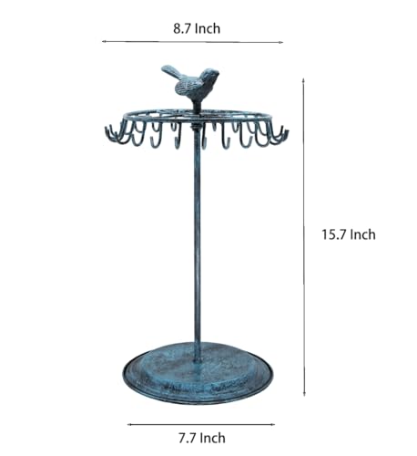 Bird Rotating Necklace Holder Bracelet Stand/Jewelry Organizer/Jewelry Tree, Turquoise - color: Turquoise