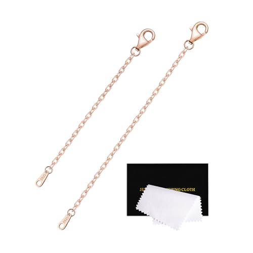 VANBARIS Necklace Extender Rose Gold Durable Necklace Extenders for Women, 925 Sterling Silver Chain for Bracelet Anklet, 2 Piece Set 3" 4" Inches - color: RoseGold, size: 3 4 inch