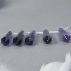 50mm Natural Amethyst Hexagonal Wand Jewelry Making Crystal Pointed Chakra Reiki Healing Beads 2mm Hole Drilled(Pack of 5) - color: Amethyst