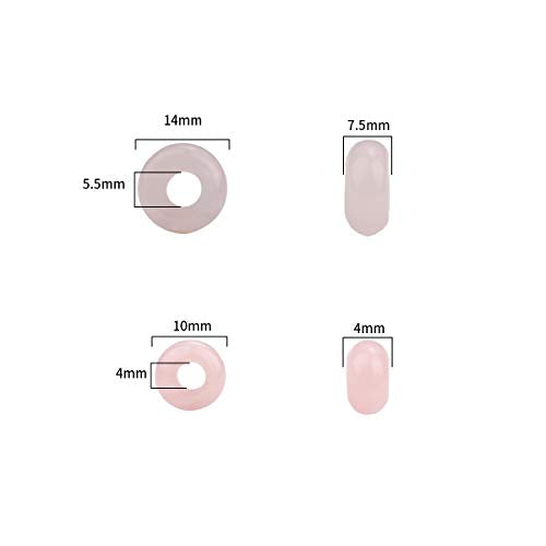 BEADIA Natural Rose Quartz Crystal Rondelle Stone with Large Hole (4mm) Loose Semi Gemstone Beads for Jewelry Making 10mmx4mm 24pcs - color: Rose Quartz, size: 10mm x 4mm