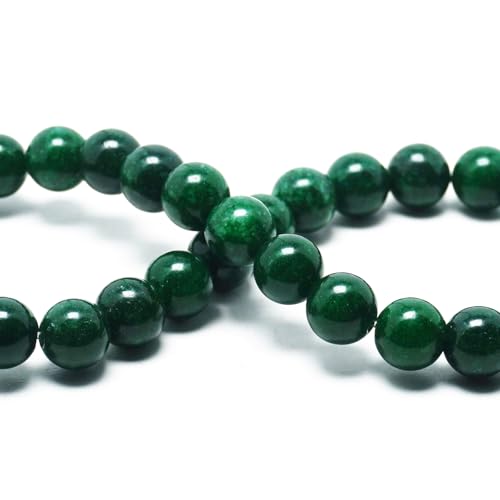 Natural African Green Jade Beads - African Green Jade Stone Beads for Bracelets, 8mm Round Loose Beads (44-47 Pcs, 8mm) - color: African Green Jade, size: 8mm
