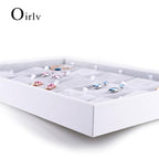 Oirlv Velvet Jewelry Organizer Trays Stackable Showcase Jewelry Display Storage Tray (15 Grids Earrings) - size: 15 Grids Earrings Tray