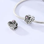 LAZA 925 Sterling Silver Charm for Bracelet Necklace Dangle Love Mom Butterfly Party Charm Beads Pendants DIY Jewelry for Women - color: Love Rose
