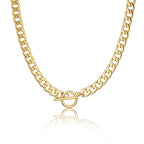 CHESKY 14K Gold Plated Chunky Necklace for Women, Trendy Paperclip Chain Necklace Thick Cross Heart Pendant Necklace Layered Herringbone Cuban Link Chain Toggle Necklaces Non Tarnish Jewelry - color: gold, style: cuban