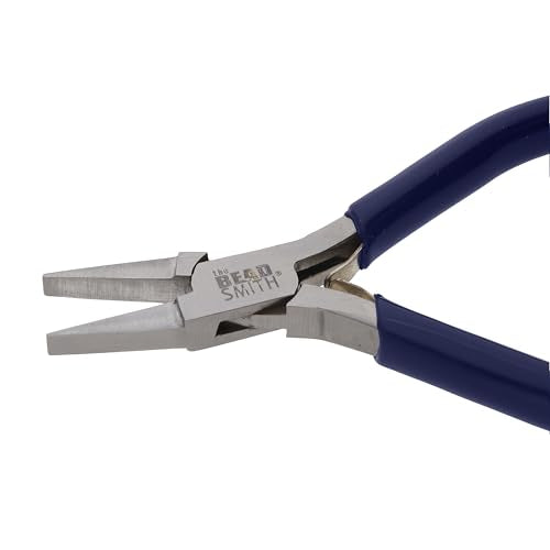 The Beadsmith Flat Nose Pliers – Economy Line – 4.5 inches (114mm) – Vinyl Grip Handle with Double Leaf Springs – Jewelry Making Tool for Creating Bracelets, Earrings and Necklaces - style: Flat Nose