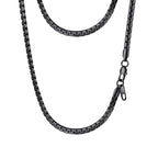PROSTEEL Stylish Stainless Steel Flat Box Link Chain Necklace for Men, Silver/Gold/Black Tone, Hypoallergenic Jewelry, 14"-30", Come with Box - size: 20 inch(51cm), style: 4mm-Cool Black