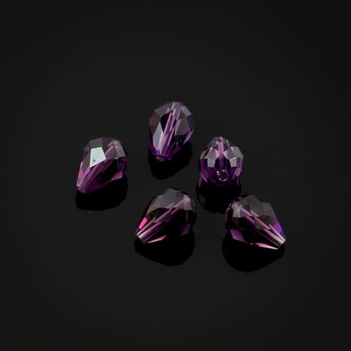 24pcs Adabele Austrian 8mm Faceted Teardrop Loose Crystal Beads Amethyst Compatible with 5500 Swarovski Crystals Preciosa SST-811 - color: Amethyst, size: 8mm x 6mm - 24pcs